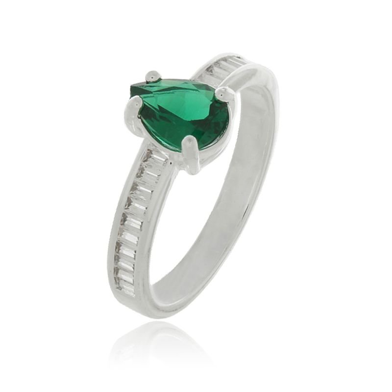 ANEL SOLITARIO GOTA CORES ARO NAVETE BANHO PRATA