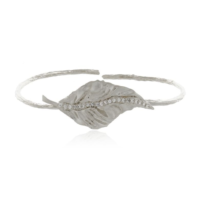 BRACELETE TRONCO E FOLHA RENOVARE BANHO PRATA