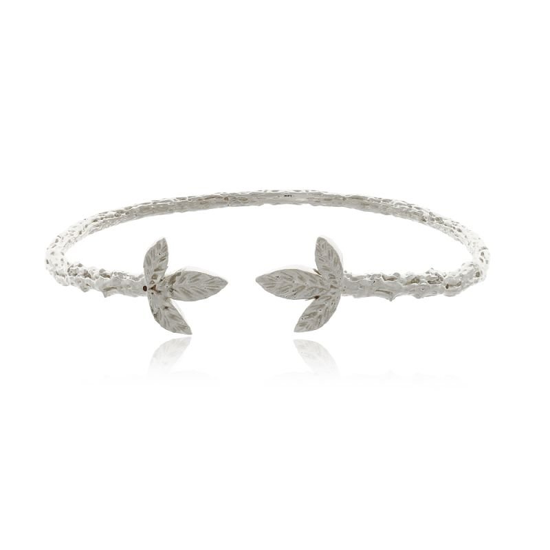 BRACELETE TRONCO E FOLHAS RENOVARE BANHO PRATA