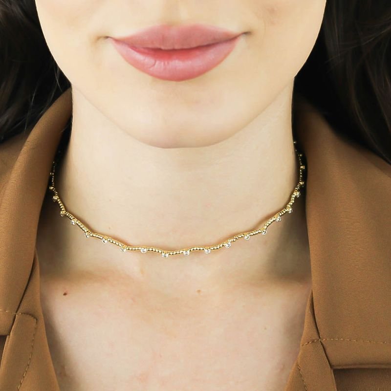 CHOKER ARO ONDULADO E ZIRCÔNIA